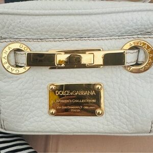 Dolce & Gabbana White Leather Shoulder Bag with Gold Hardware